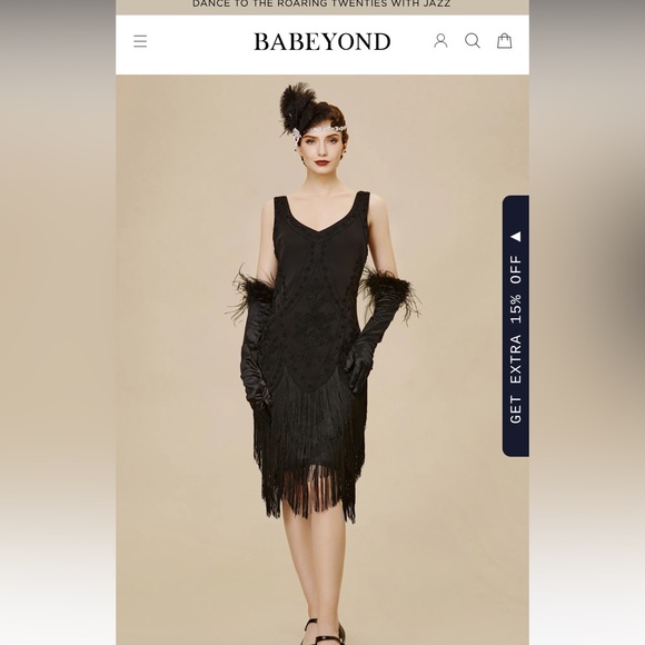 BABEYOND Small Roaming 20’s Flapper Dress ( Black). - Picture 1 of 14